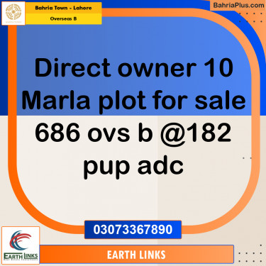 10 Marla Residential Plot for Sale in Overseas B -  Bahria Town, Lahore - (BP-309387)