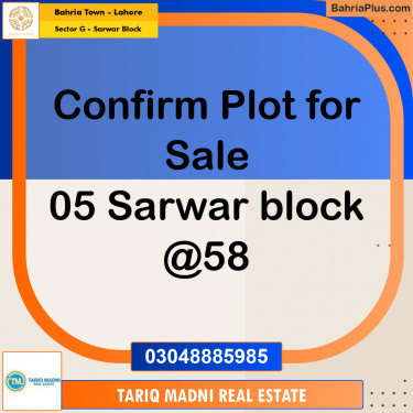 5 Marla Residential Plot for Sale in Sector G - Sarwar Block -  Bahria Town, Lahore - (BP-309399)