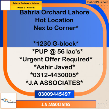5 Marla Residential Plot for Sale in Phase 2 - G Block -  Bahria Orchard, Lahore - (BP-309416)