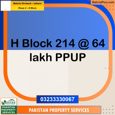 8 Marla Residential Plot for Sale in Phase 2 - H Block -  Bahria Orchard, Lahore - (BP-309446)