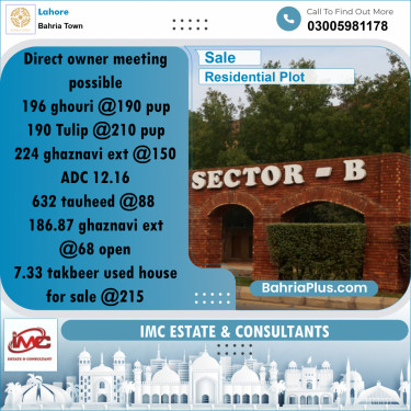 Residential Plot for Sale in Bahria Town, Lahore - (BP-309471)