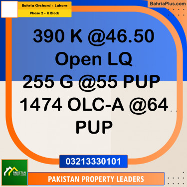 5 Marla Residential Plot for Sale in Phase 2 - K Block -  Bahria Orchard, Lahore - (BP-309501)