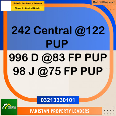 10 Marla Residential Plot for Sale in Phase 1 - Central District -  Bahria Orchard, Lahore - (BP-309503)