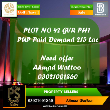 1 Kanal Residential Plot for Sale in Golf Phase 1 -  Bahria Town, Lahore - (BP-309525)