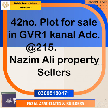 1 Kanal Residential Plot for Sale in Golf Phase 1 -  Bahria Town, Lahore - (BP-309538)
