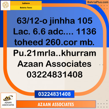 Residential Plot for Sale in Bahria Town, Lahore - (BP-309558)