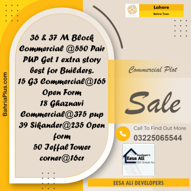 Commercial Plot for Sale in Bahria Town, Lahore - (BP-309607)