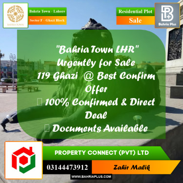10 Marla Residential Plot for Sale in Sector F - Ghazi Block -  Bahria Town, Lahore - (BP-309637)