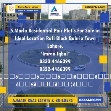 5 Marla Residential Plot for Sale in Sector E - Rafi Ext. Block -  Bahria Town, Lahore - (BP-309665)