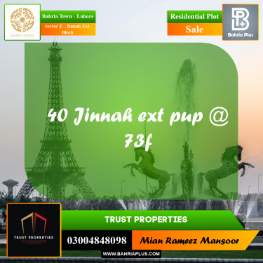 5 Marla Residential Plot for Sale in Sector E - Jinnah Ext. Block -  Bahria Town, Lahore - (BP-309749)