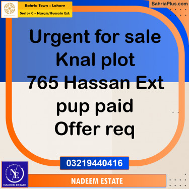 Residential Plot for Sale in Sector C - Nargis/Hussain Ext. -  Bahria Town, Lahore - (BP-309805)