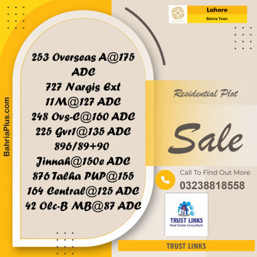 Residential Plot for Sale in Bahria Town, Lahore - (BP-309857)