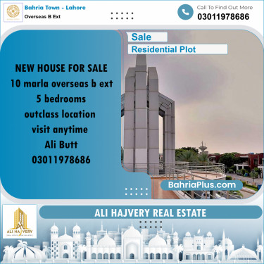 10 Marla Residential Plot for Sale in Overseas B Ext -  Bahria Town, Lahore - (BP-309899)