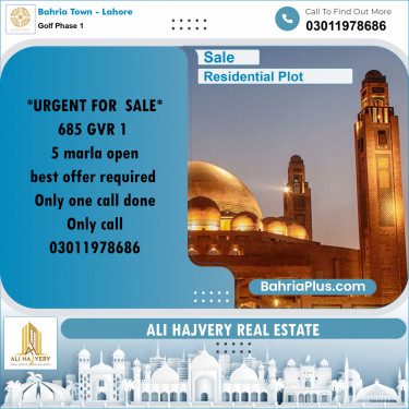 5 Marla Residential Plot for Sale in Golf Phase 1 -  Bahria Town, Lahore - (BP-309900)