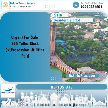 10 Marla Residential Plot for Sale in Sector F - Talha Block -  Bahria Town, Lahore - (BP-309907)