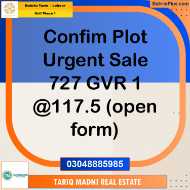 10 Marla Residential Plot for Sale in Golf Phase 1 -  Bahria Town, Lahore - (BP-309932)