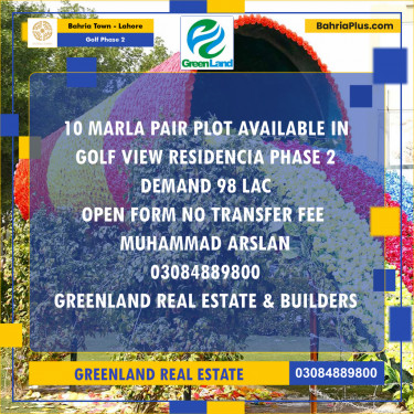 10 Marla Residential Plot for Sale in Golf Phase 2 -  Bahria Town, Lahore - (BP-309934)