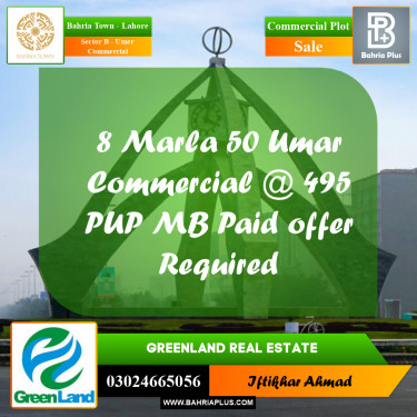 8 Marla Commercial Plot for Sale in Sector B - Umer Commercial -  Bahria Town, Lahore - (BP-309975)