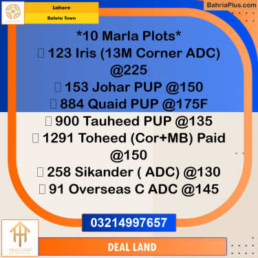 Residential Plot for Sale in Bahria Town, Lahore - (BP-309983)