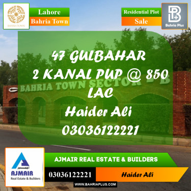 Residential Plot for Sale in Bahria Town, Lahore - (BP-309993)