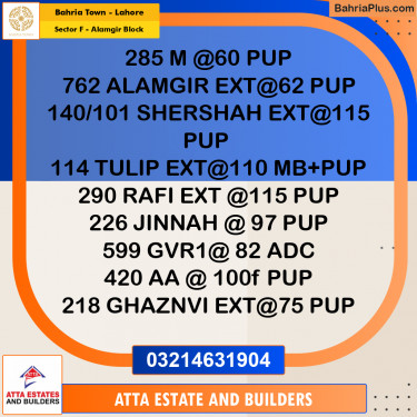 5 Marla Residential Plot for Sale in Sector F - Alamgir Block -  Bahria Town, Lahore - (BP-310022)