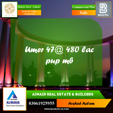 8 Marla Commercial Plot for Sale in Sector B - Umer Commercial -  Bahria Town, Lahore - (BP-310040)