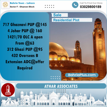 10 Marla Residential Plot for Sale in Sector F - Ghaznavi Block -  Bahria Town, Lahore - (BP-310050)