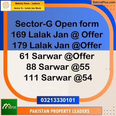 5 Marla Residential Plot for Sale in Sector G - Lalak Jan Block -  Bahria Town, Lahore - (BP-310061)