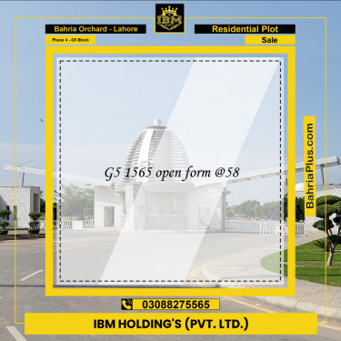 10 Marla Residential Plot for Sale in Phase 4 - G5 Block -  Bahria Orchard, Lahore - (BP-310074)