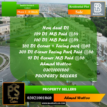 8 Marla Residential Plot for Sale in Phase 2 - D Block -  Bahria Orchard, Lahore - (BP-310089)