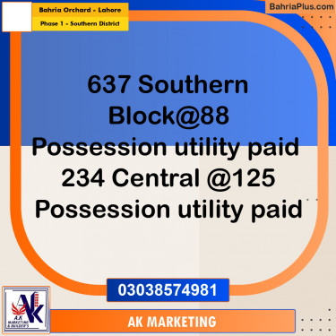 8 Marla Residential Plot for Sale in Phase 1 - Southern District -  Bahria Orchard, Lahore - (BP-310185)