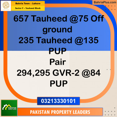 10 Marla Residential Plot for Sale in Sector F - Tauheed Block -  Bahria Town, Lahore - (BP-310310)