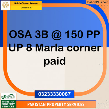 8 Marla Residential Plot for Sale in Overseas A -  Bahria Town, Lahore - (BP-310330)