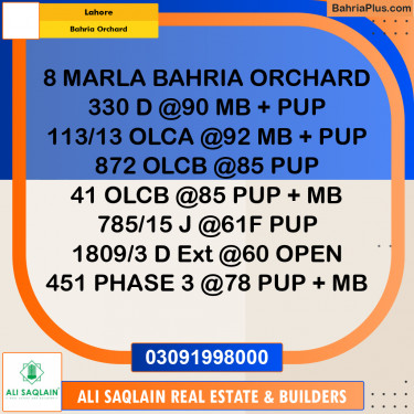 8 Marla Residential Plot for Sale in Bahria Orchard, Lahore - (BP-310356)