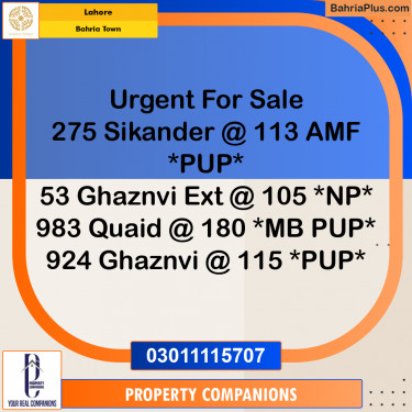 Residential Plot for Sale in Bahria Town, Lahore - (BP-310399)