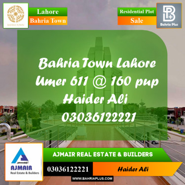 Residential Plot for Sale in Bahria Town, Lahore - (BP-310474)