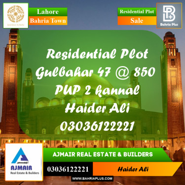 Residential Plot for Sale in Bahria Town, Lahore - (BP-310475)
