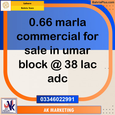 1 Marla Commercial Plot for Sale in Bahria Town, Lahore - (BP-310542)