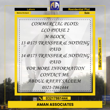 Residential Plot for Sale in Bahria Orchard, Lahore - (BP-310582)