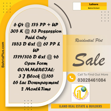 Residential Plot for Sale in Bahria Orchard, Lahore - (BP-310718)