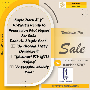 Residential Plot for Sale in Bahria Town, Lahore - (BP-310736)