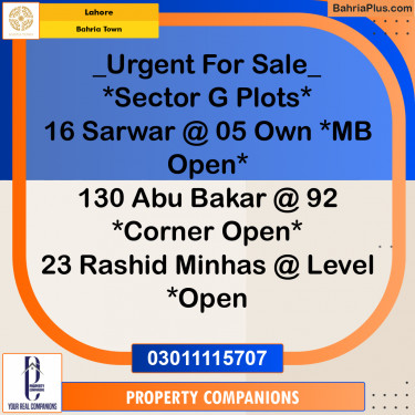 Residential Plot for Sale in Bahria Town, Lahore - (BP-310739)