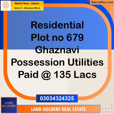 10 Marla Residential Plot for Sale in Sector F - Ghaznavi Block -  Bahria Town, Lahore - (BP-310870)