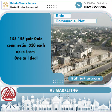 5 Marla Commercial Plot for Sale in Sector E - Iqbal Commercial -  Bahria Town, Lahore - (BP-310917)