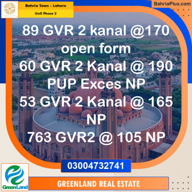 10 Marla Residential Plot for Sale in Golf Phase 2 -  Bahria Town, Lahore - (BP-310922)