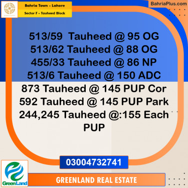 10 Marla Residential Plot for Sale in Sector F - Tauheed Block -  Bahria Town, Lahore - (BP-310923)