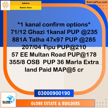 Residential Plot for Sale in Bahria Town, Lahore - (BP-310968)