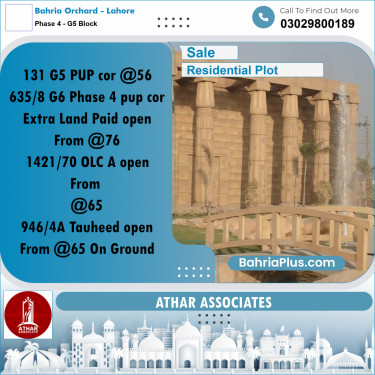 5 Marla Residential Plot for Sale in Phase 4 - G5 Block -  Bahria Orchard, Lahore - (BP-310996)