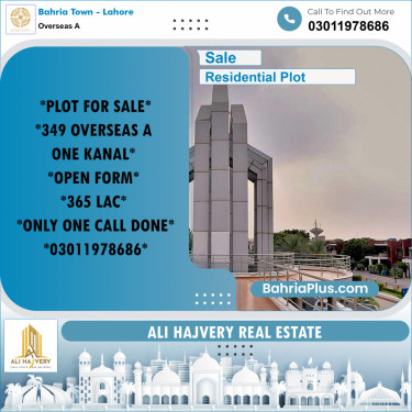 1 Kanal Residential Plot for Sale in Overseas A -  Bahria Town, Lahore - (BP-311016)