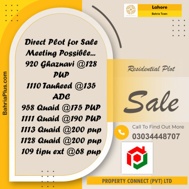 Residential Plot for Sale in Bahria Town, Lahore - (BP-311028)